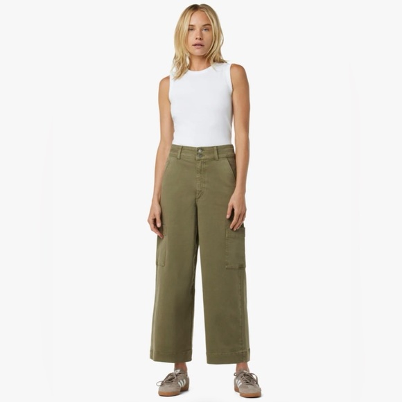 Joe’s Jeans NWT SZ 25 The Milla High Rise Utility Wide Leg Crop in “Burnt Olive” - Picture 1 of 15